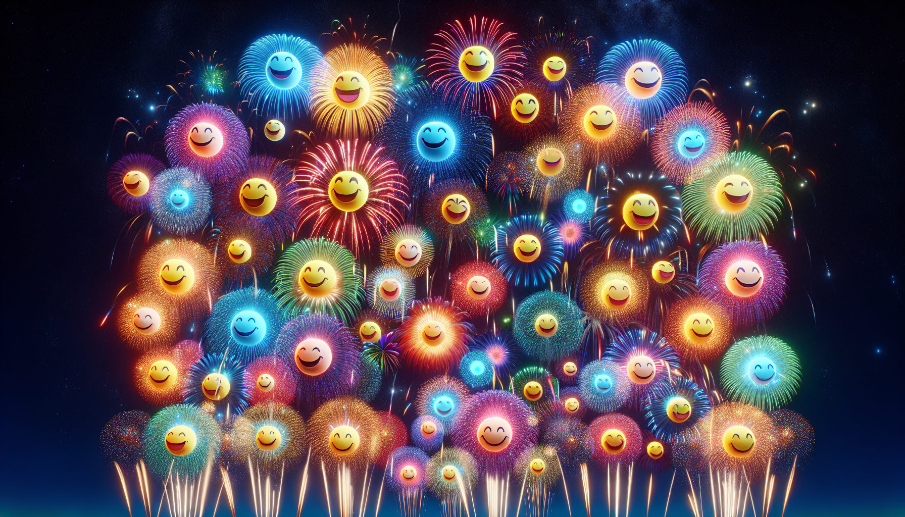 3d rendering of happy fireworks