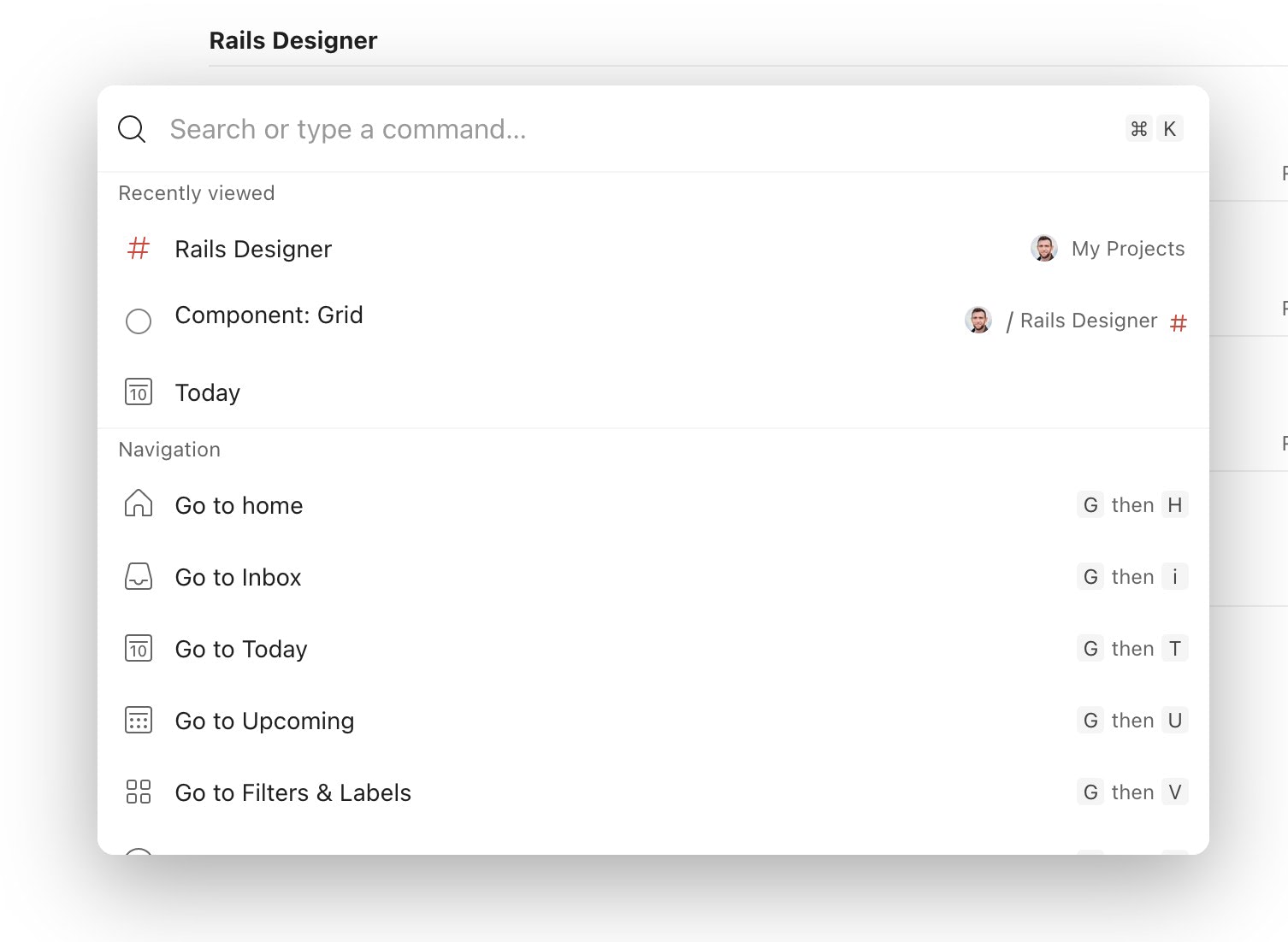 Command Menu from Todoist