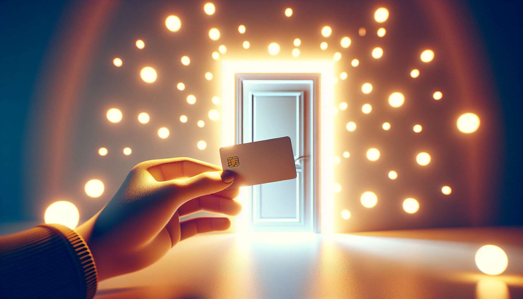 3d rendering of keycard held for a closed door